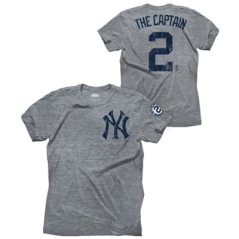Derek Jeter New York Yankees Majestic Threads Captain Name & Number T-Shirt – Gray